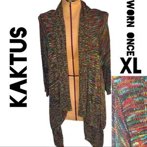 XL Fall Jewel Western Tone Space Dye 3/4 Sleeve Cardigan Shrug Wrap Drape Front